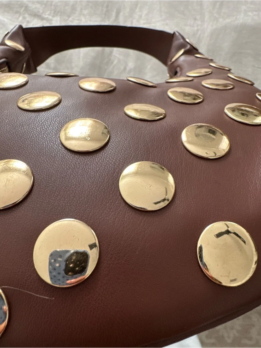 ASOS Brown Hobo Shoulder Bag with Gold Studs - Picture 9 of 12